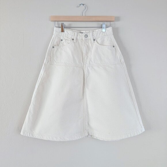 White‎ A-Line Denim Midi Skirt - Size 00P - Picture 1 of 7